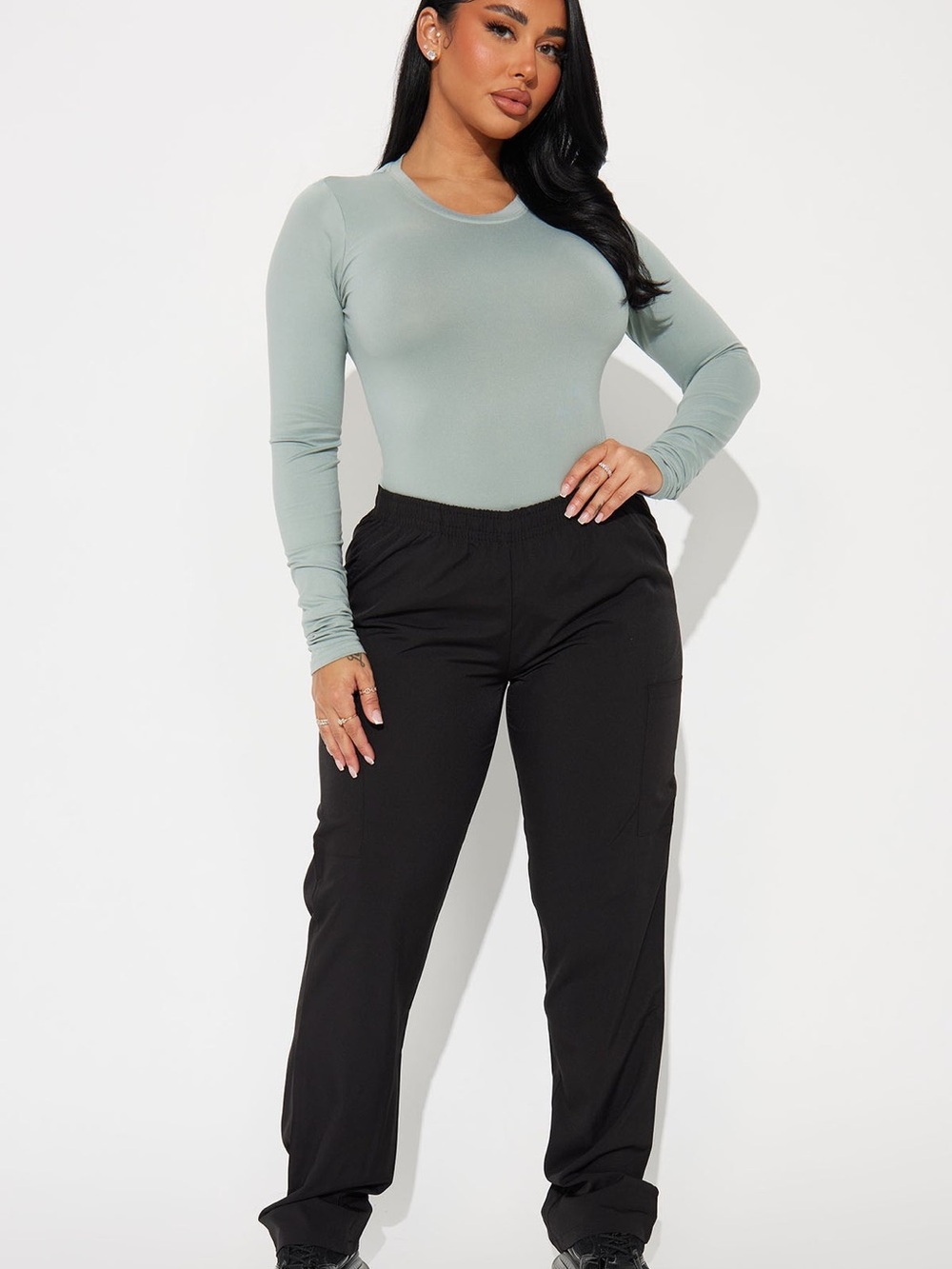 Fashion Nova NWT Working Overtime 4FLEX Uniform Scrub Pants Black Med